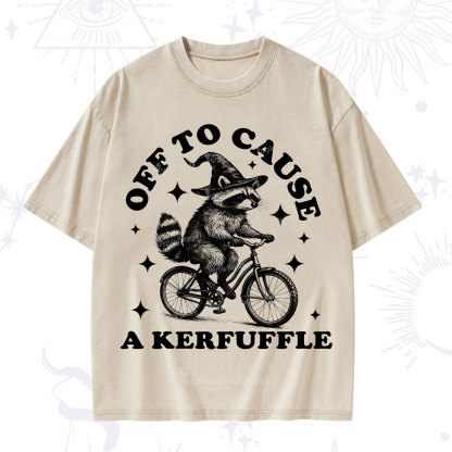 Purplehecate Off to Cause a Kerfuffle Raccoon Washed T-Shirt