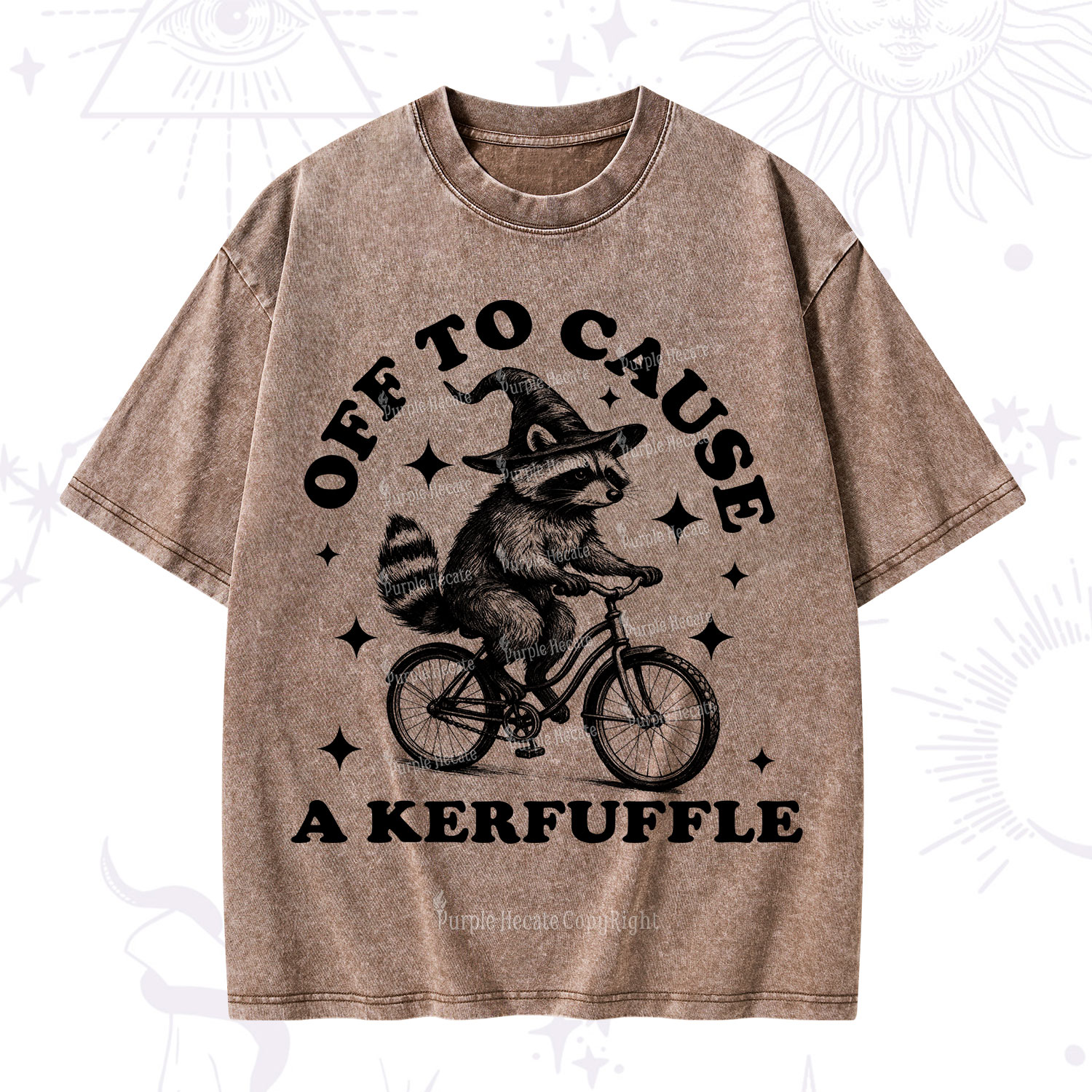 Purplehecate Off to Cause a Kerfuffle Raccoon Washed T-Shirt