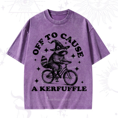 Purplehecate Off to Cause a Kerfuffle Raccoon Washed T-Shirt