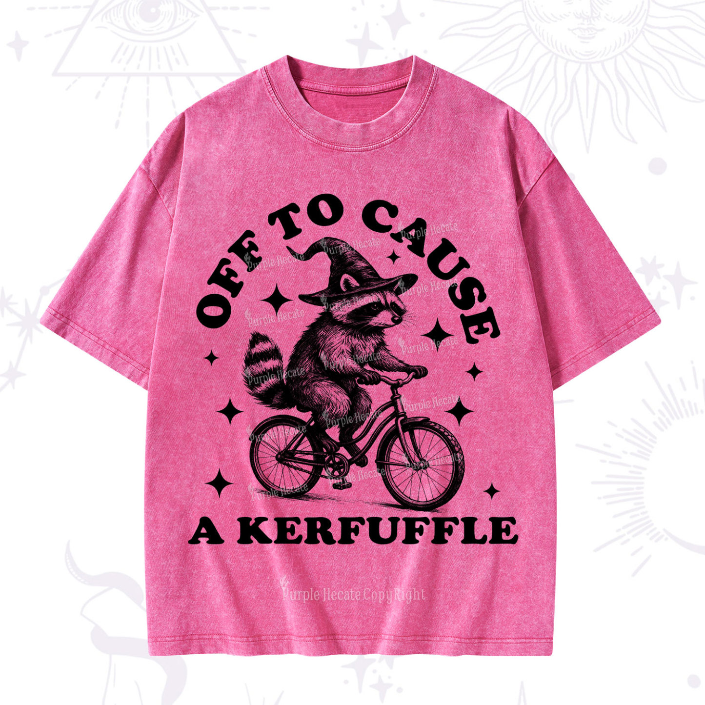 Purplehecate Off to Cause a Kerfuffle Raccoon Washed T-Shirt