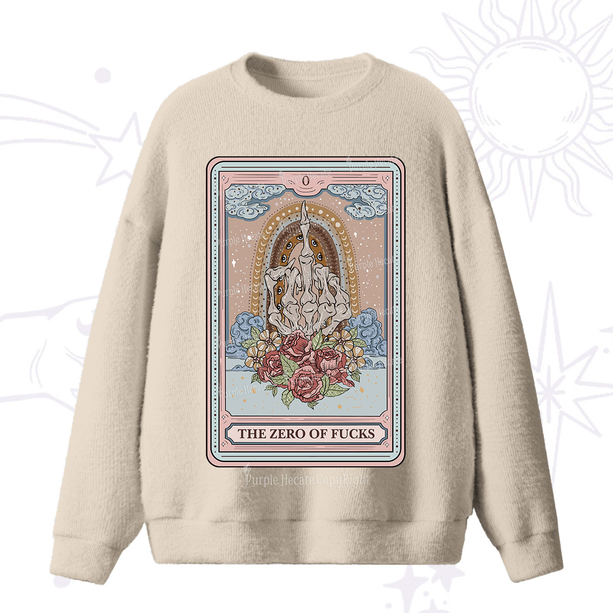 Purplehecate The Zero Of Fucks Tarot Fuzzy Sweater