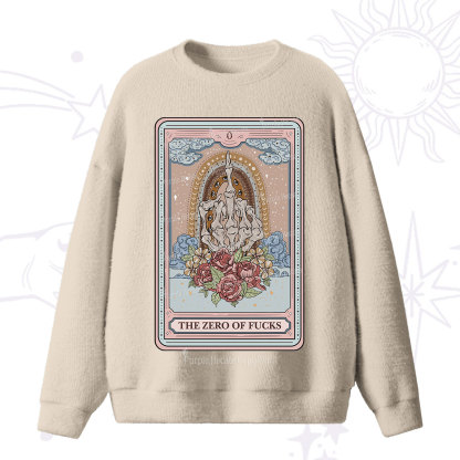 Purplehecate The Zero Of Fucks Tarot Fuzzy Sweater