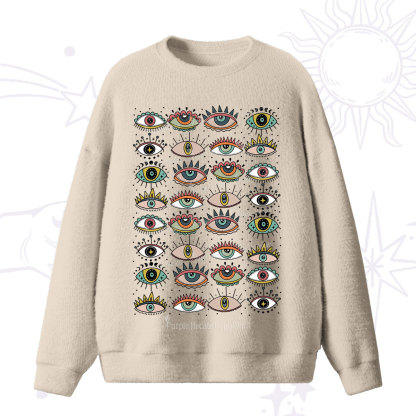 Purplehecate Evil Eye Pattern Fuzzy Sweater