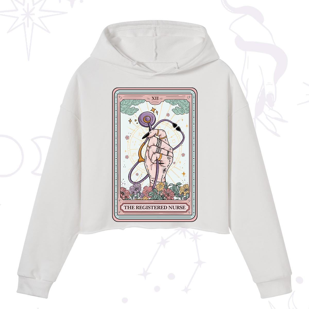 Purplehecate The Registered Nurse Tarot Card Crop Hoodie