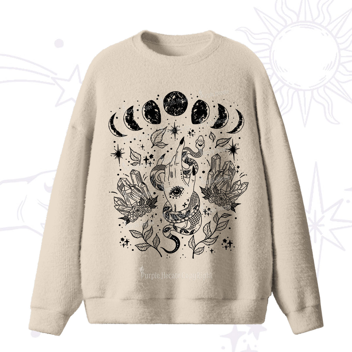 Purplehecate Reach For The Moon Fuzzy Sweater