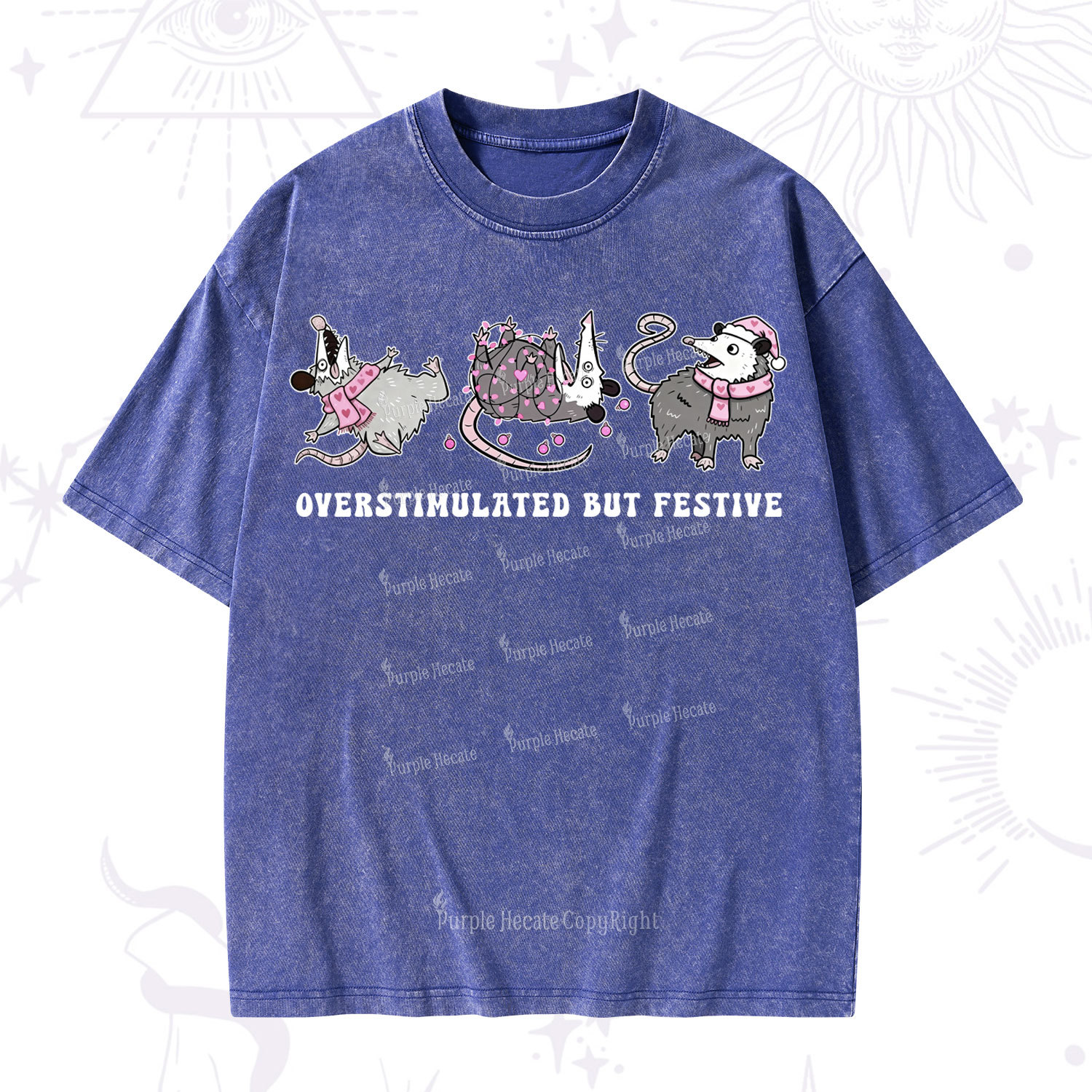 Purplehecate Overstimulated But Festive Possum Valentine Washed T-Shir