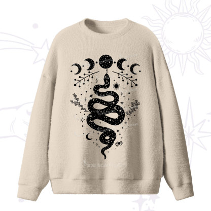 Purplehecate Snake And Moon Phase Comfort Fuzzy Sweater