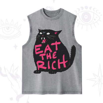 Purplehecate Eat The Rich Cat Washed Tank