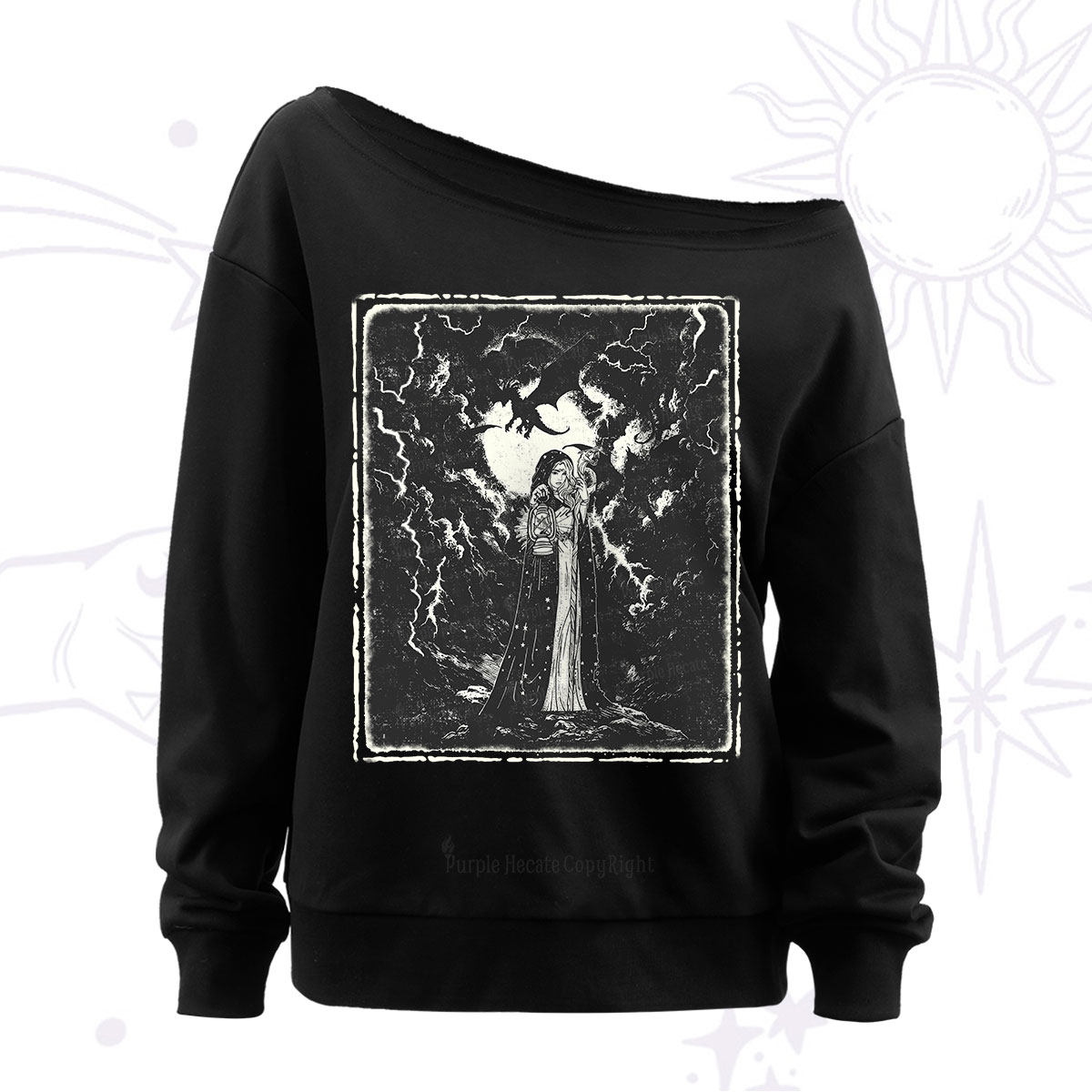 Purplehecate Witches of the Lightning Veil Off The Shoulder Sweatshirt