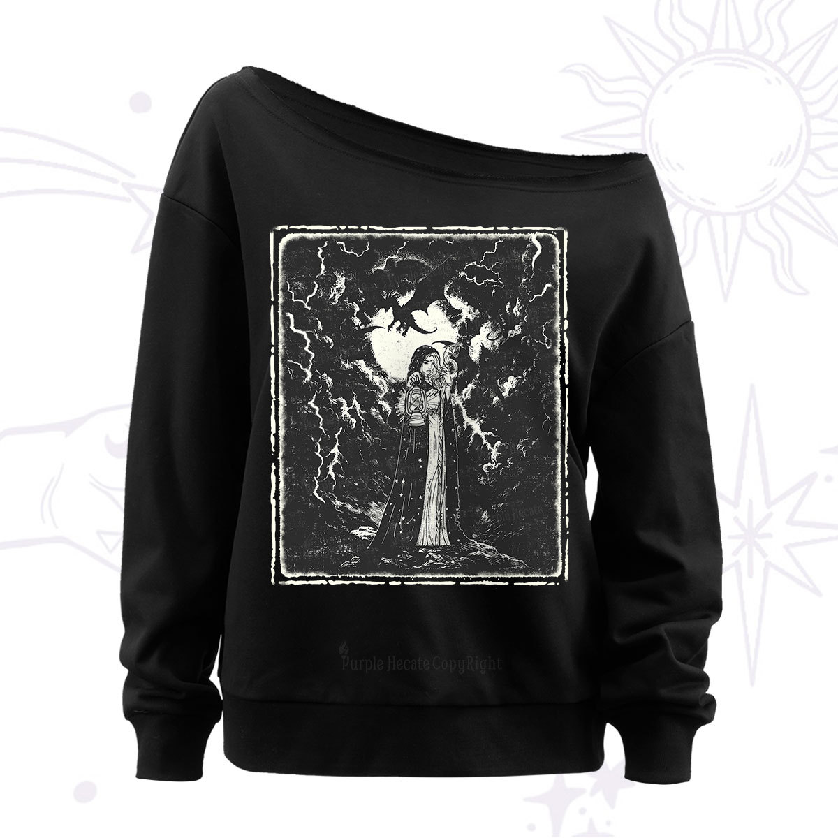 Purplehecate Witches of the Lightning Veil Off The Shoulder Sweat