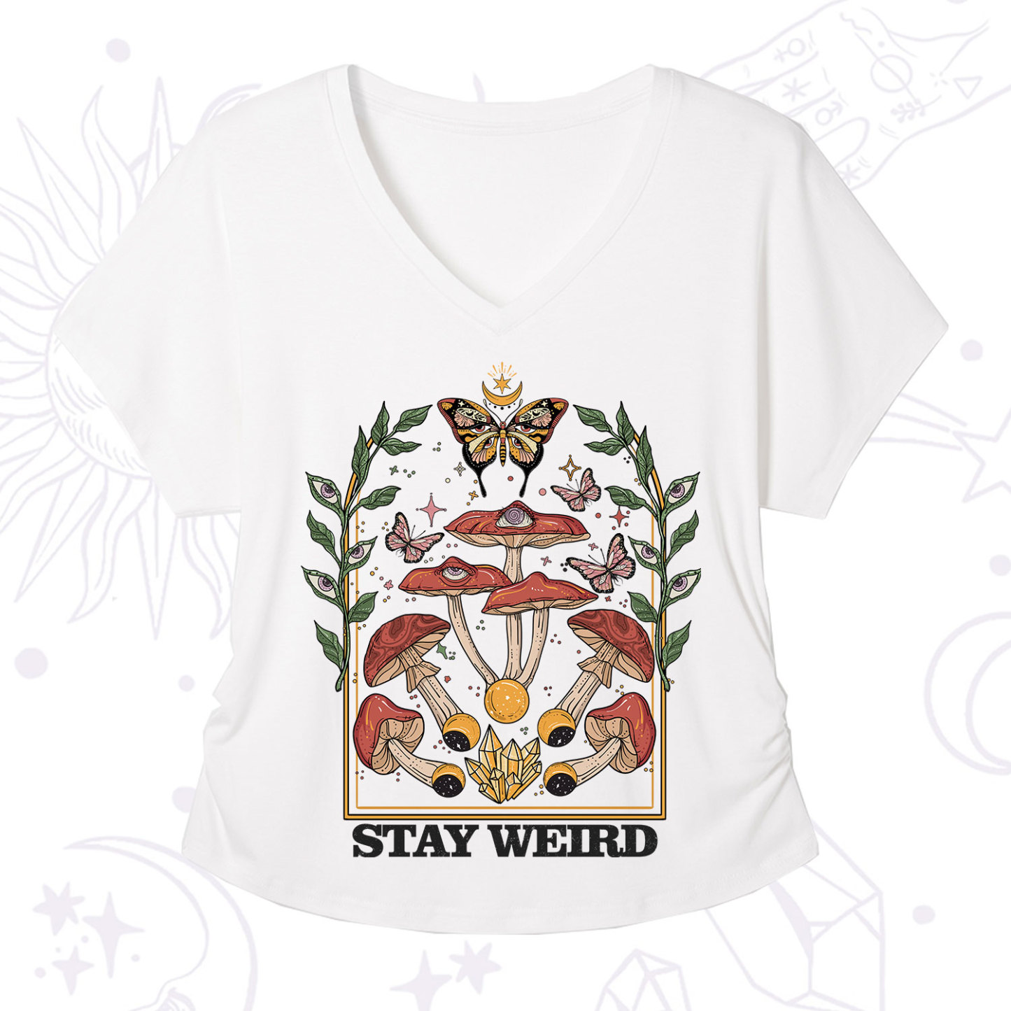 Purplehecate Stay Weird V-Neck T-Shirt