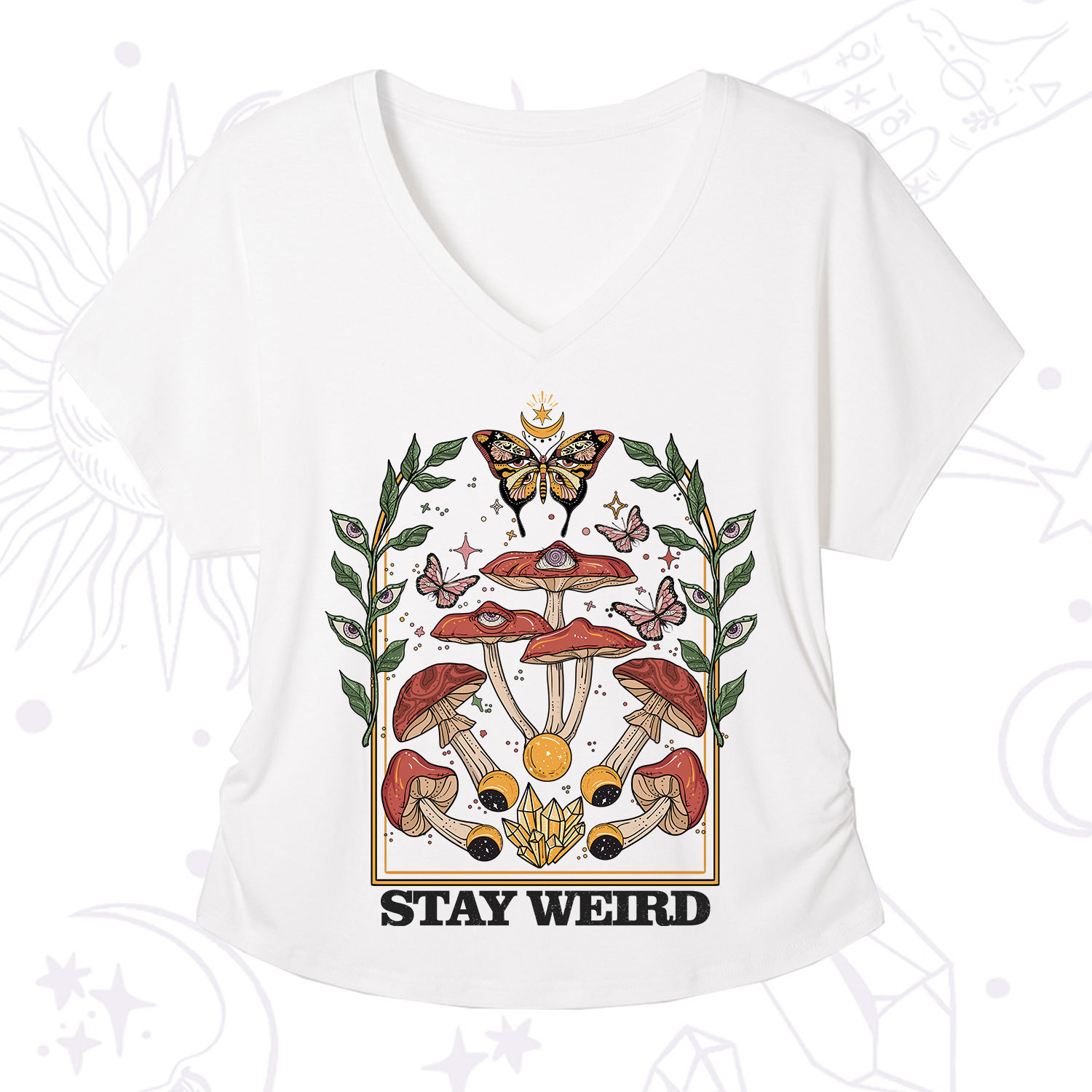 Purplehecate Stay Weird V-Neck T-Shirt