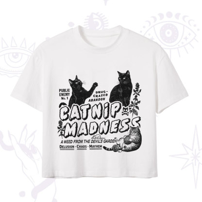 Purplehecate Catnip?Madness Cute?Cat Crop T-Shirt