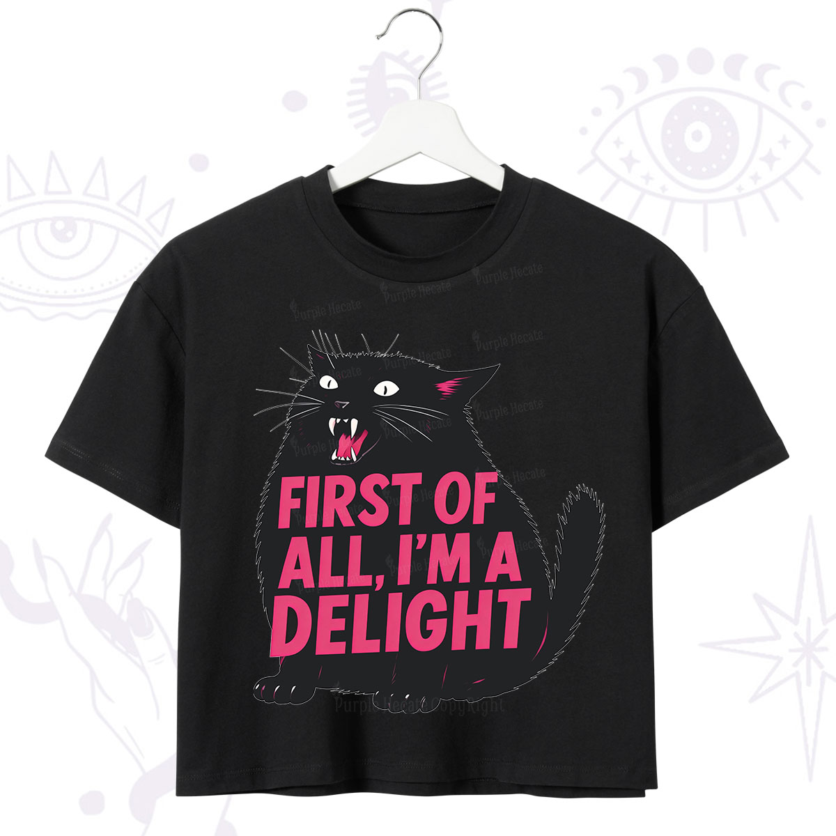 Purplehecate First Of All I'm A Delight Cat Crop T-Shirt