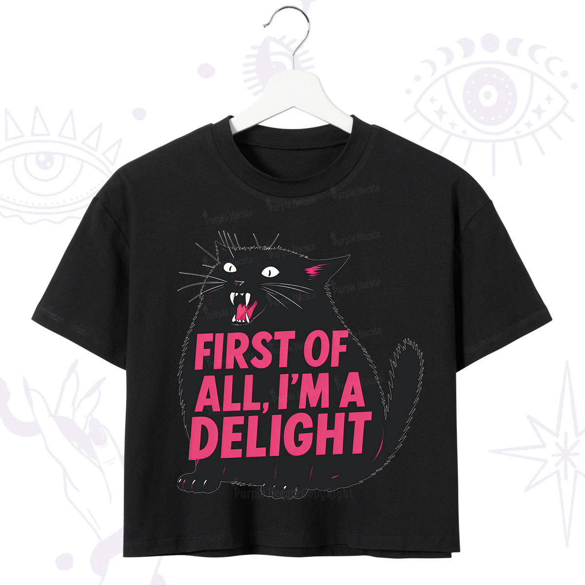 Purplehecate First Of All I'm A Delight Cat Crop T-Shirt