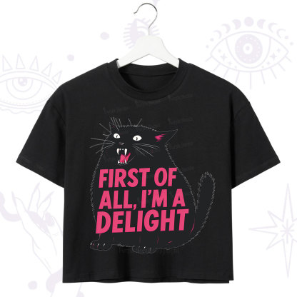 Purplehecate First Of All I'm A Delight Cat Crop T-Shirt