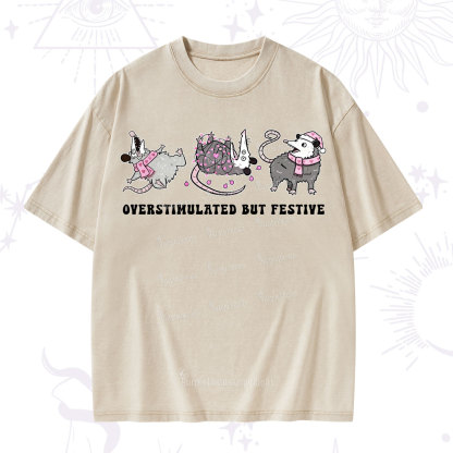 Purplehecate Overstimulated But Festive Possum Valentine Washed T-Shirt