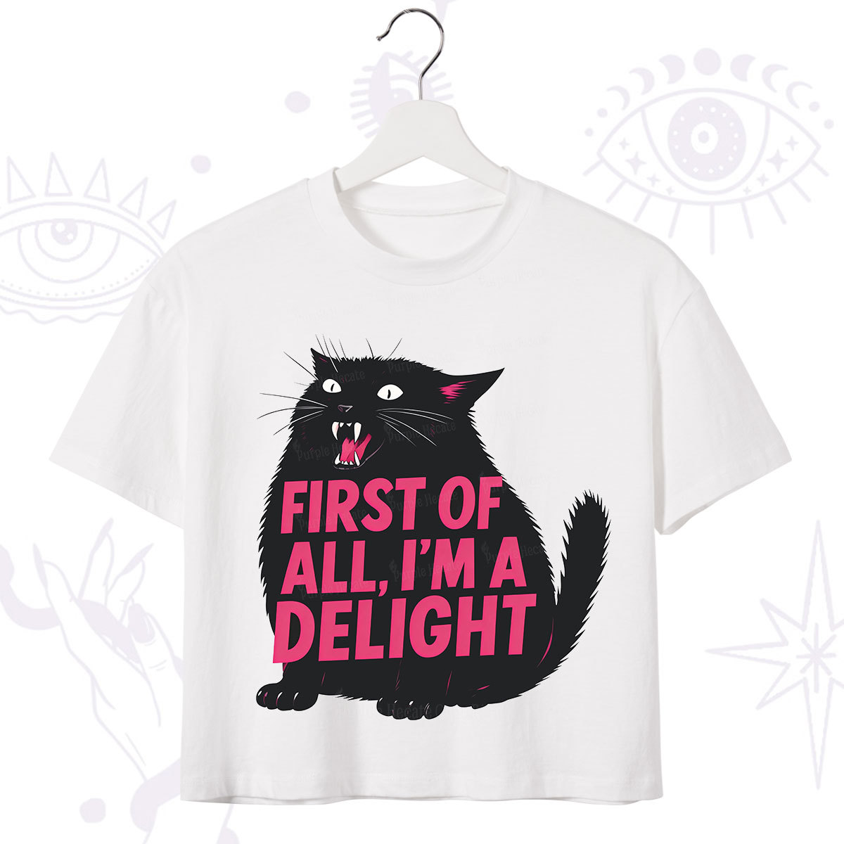 Purplehecate First Of All I'm A Delight Cat Crop T-Shirt