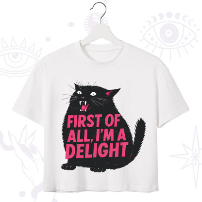 Purplehecate First Of All I'm A Delight Cat Crop T-Shirt