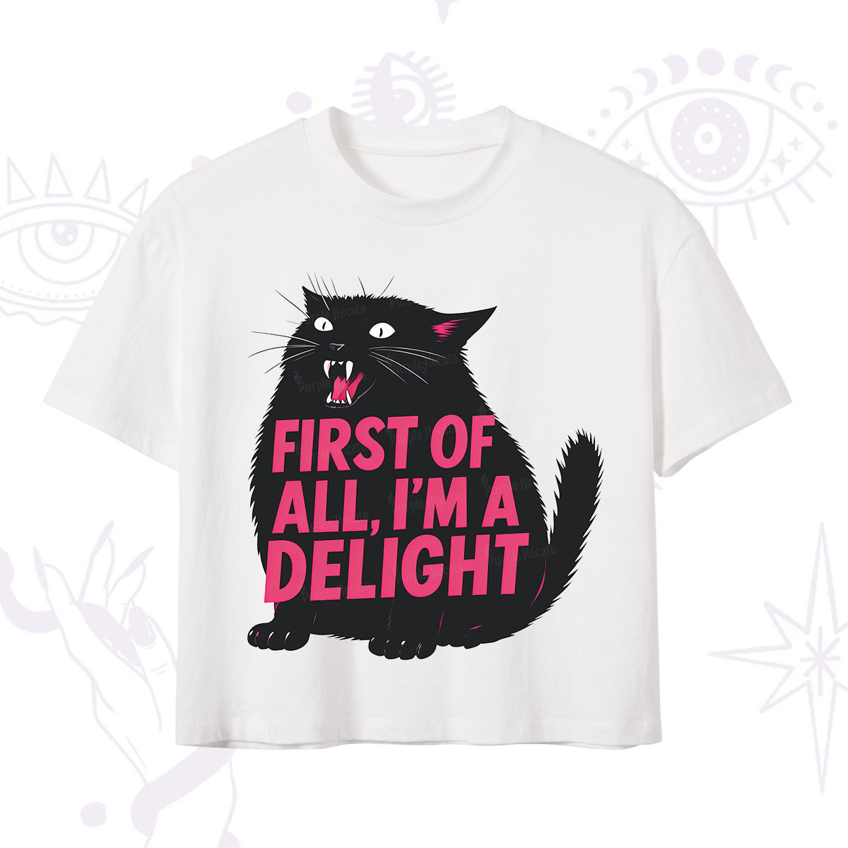 Purplehecate First Of All I'm A Delight Cat Crop T-Shirt