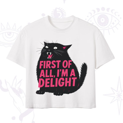 Purplehecate First Of All I'm A Delight Cat Crop T-Shirt