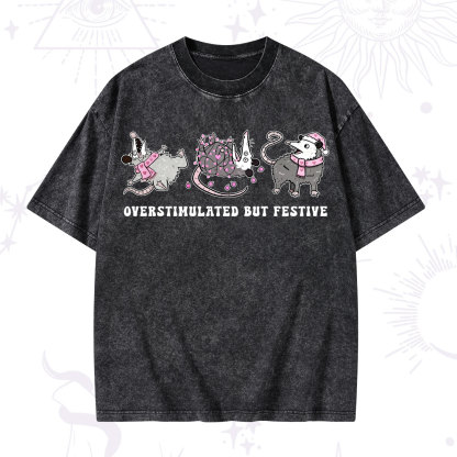 Purplehecate Overstimulated But Festive Possum Valentine Washed T-Shirt