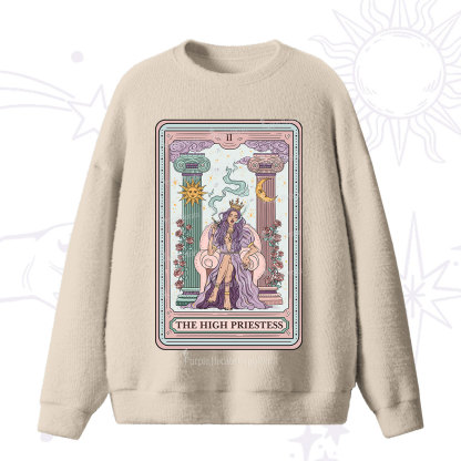 Purplehecate The High Priestess Tarot Card Fuzzy Sweater