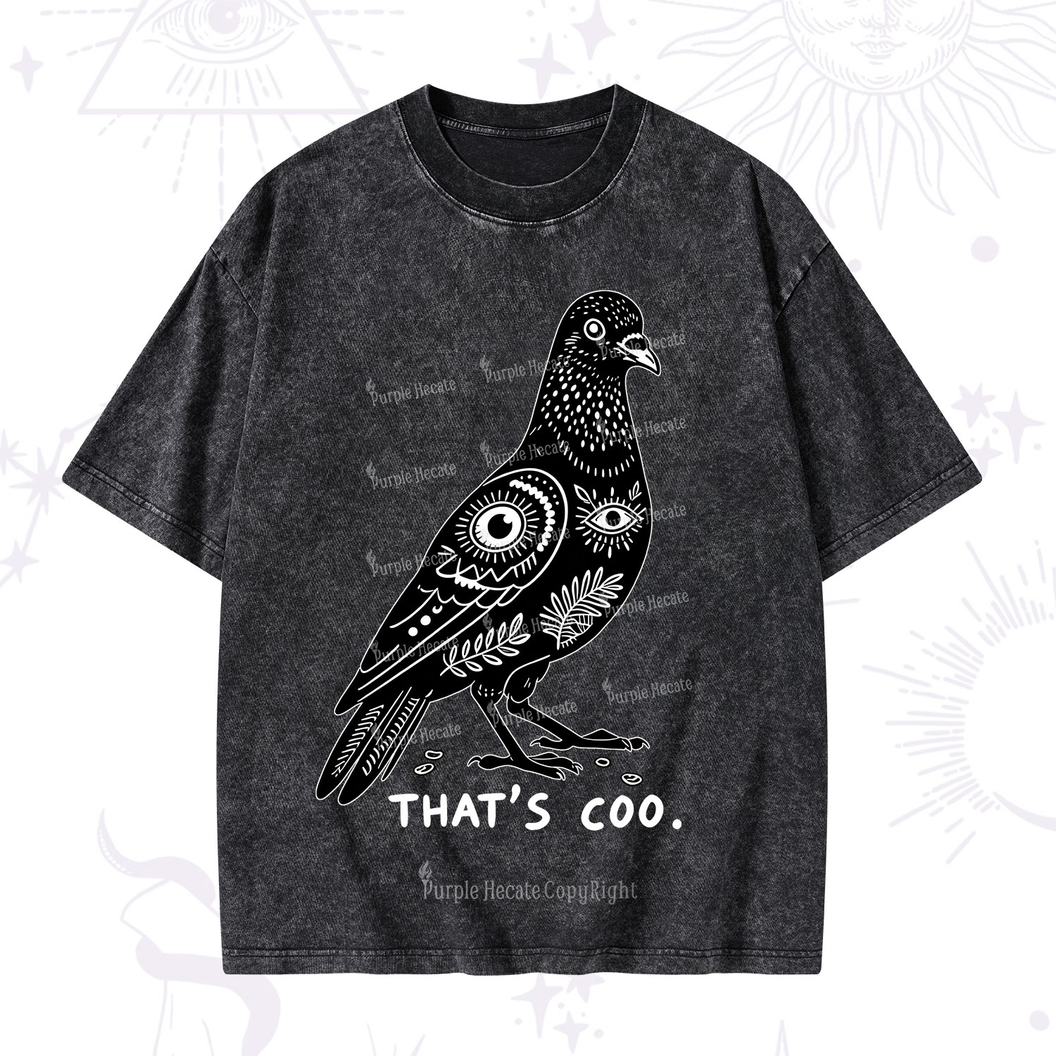 Purplehecate That's Coo Pigeon Washed T-Shirt
