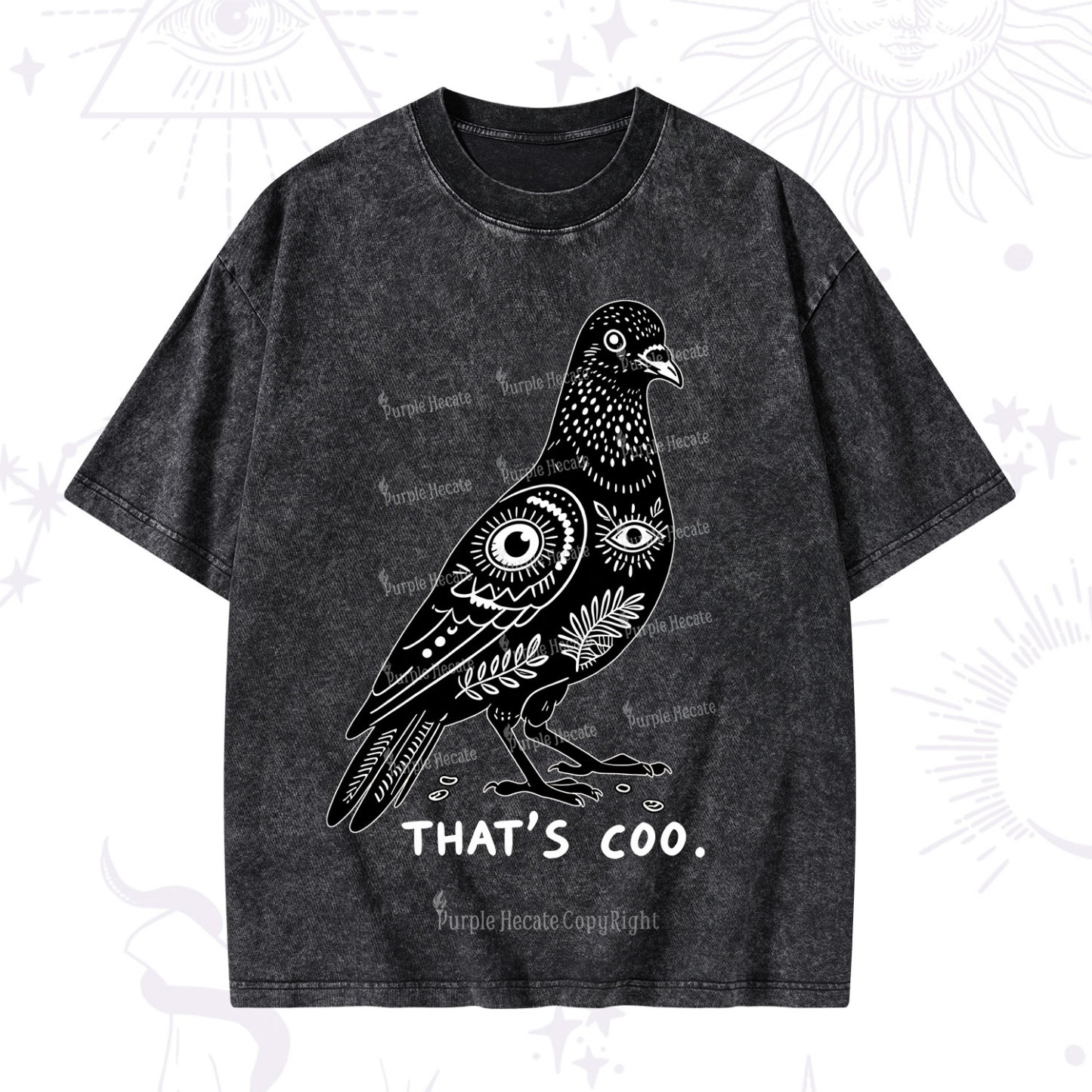 Purplehecate That's Coo Pigeon Washed T-Shirt