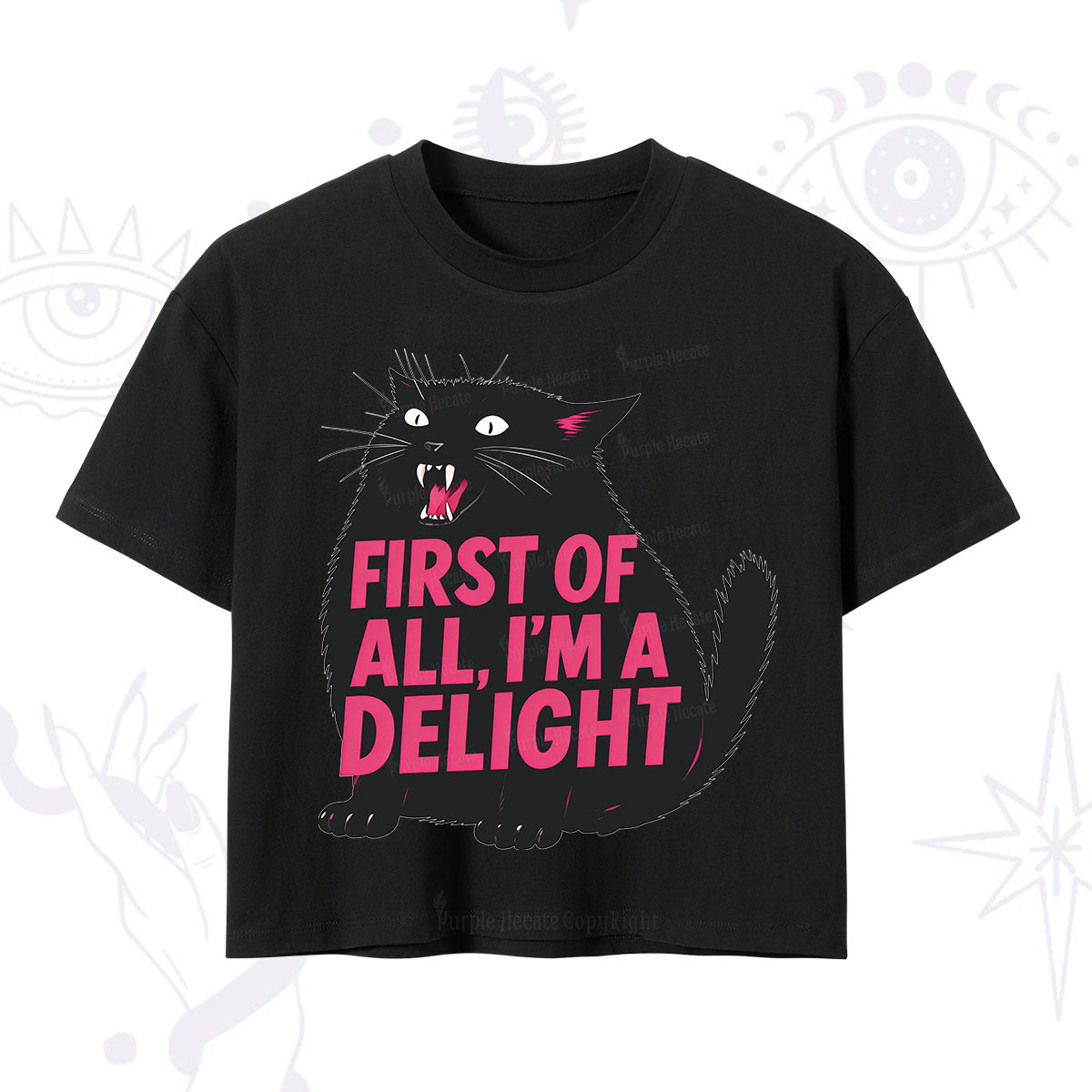Purplehecate First Of All I'm A Delight Cat Crop T-Shirt
