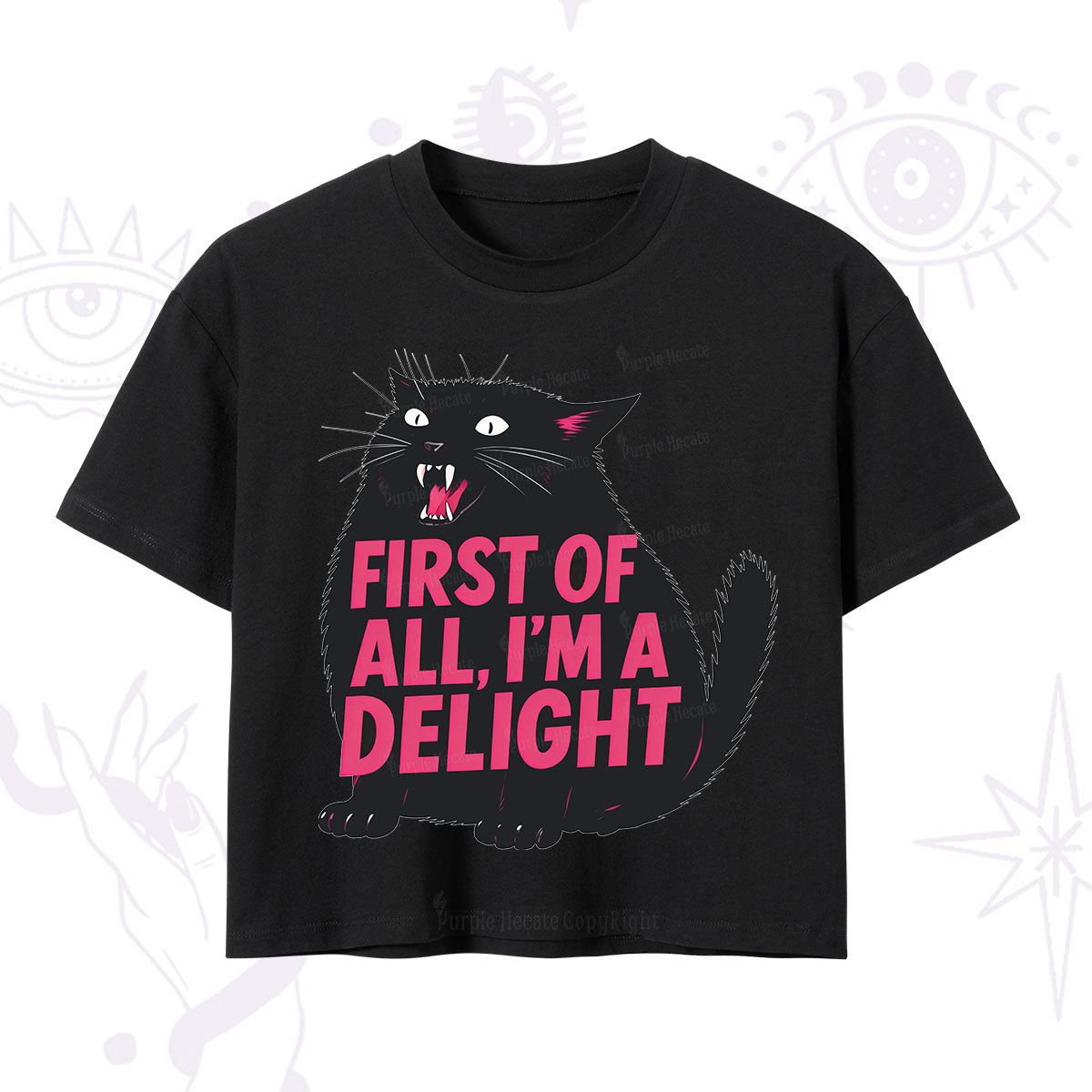 Purplehecate First Of All I'm A Delight Cat Crop T-Shirt