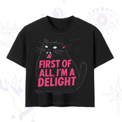 Purplehecate First Of All I'm A Delight Cat Crop T-Shirt
