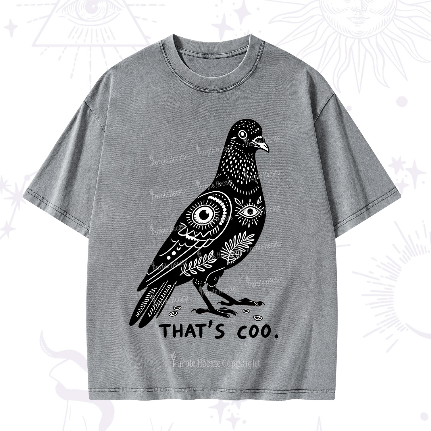 Purplehecate That's Coo Pigeon Washed T-Shirt