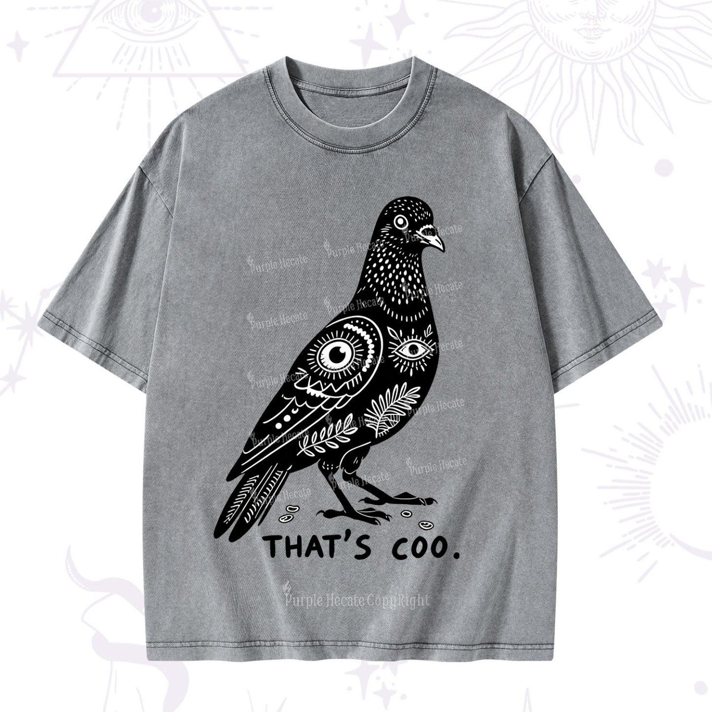 Purplehecate That's Coo Pigeon Washed T-Shirt