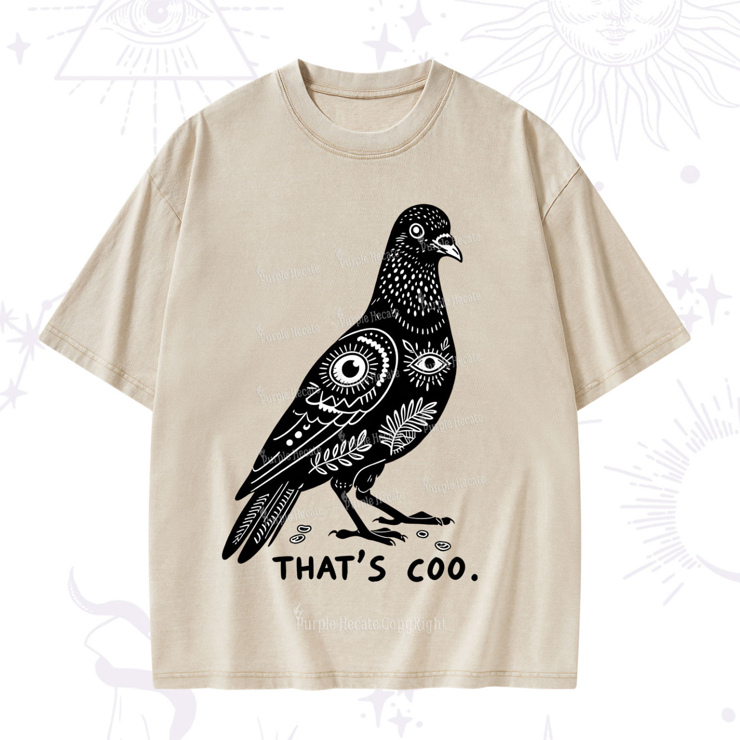 Purplehecate That's Coo Pigeon Washed T-Shirt