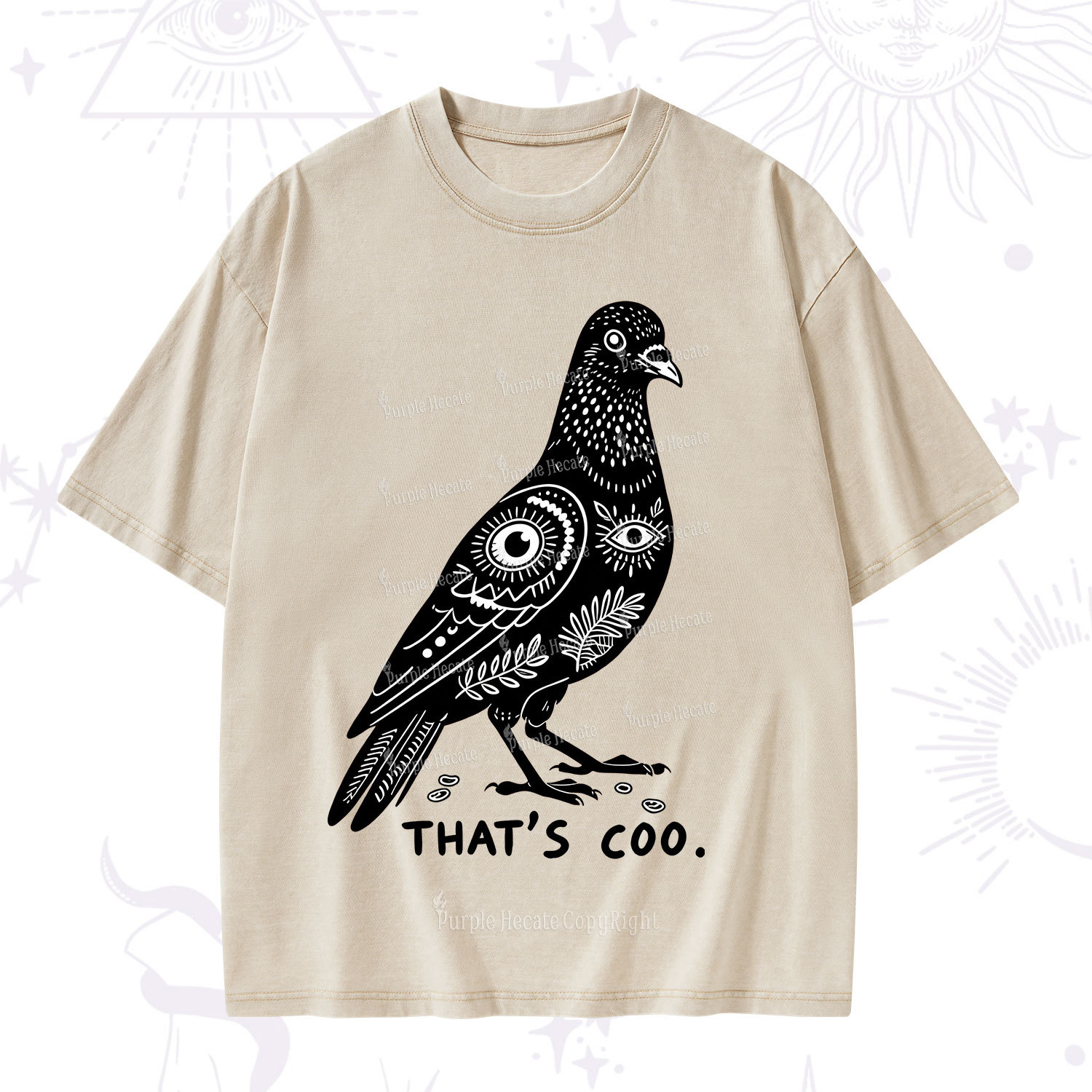 Purplehecate That's Coo Pigeon Washed T-Shirt