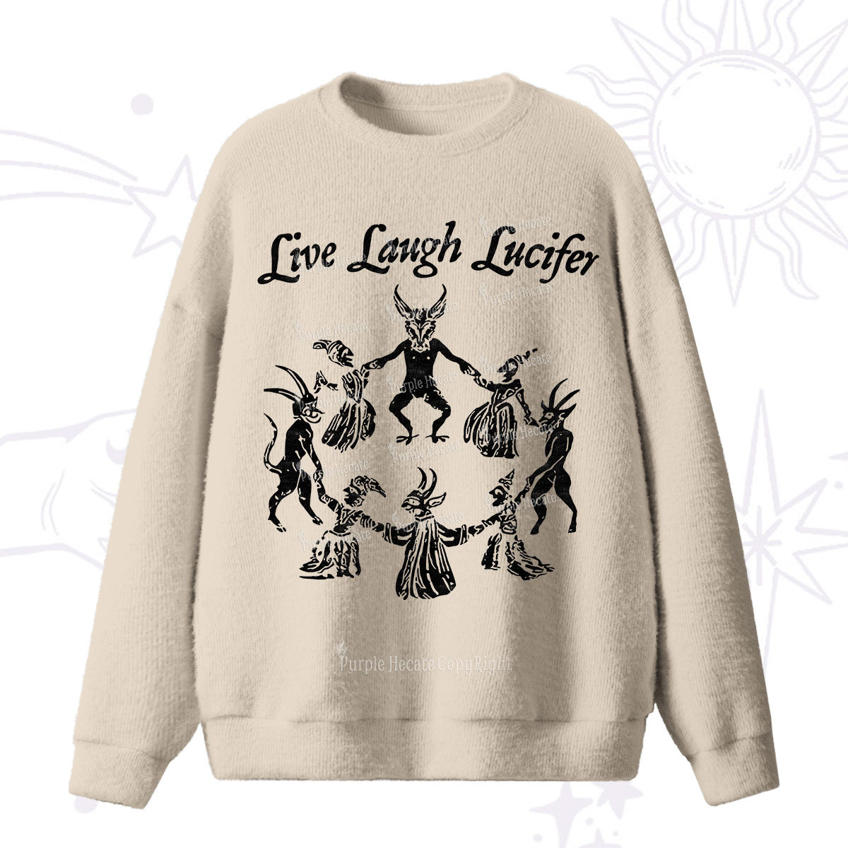 Purplehecate Live Laugh Lucifer Fuzzy Ugly Sweater