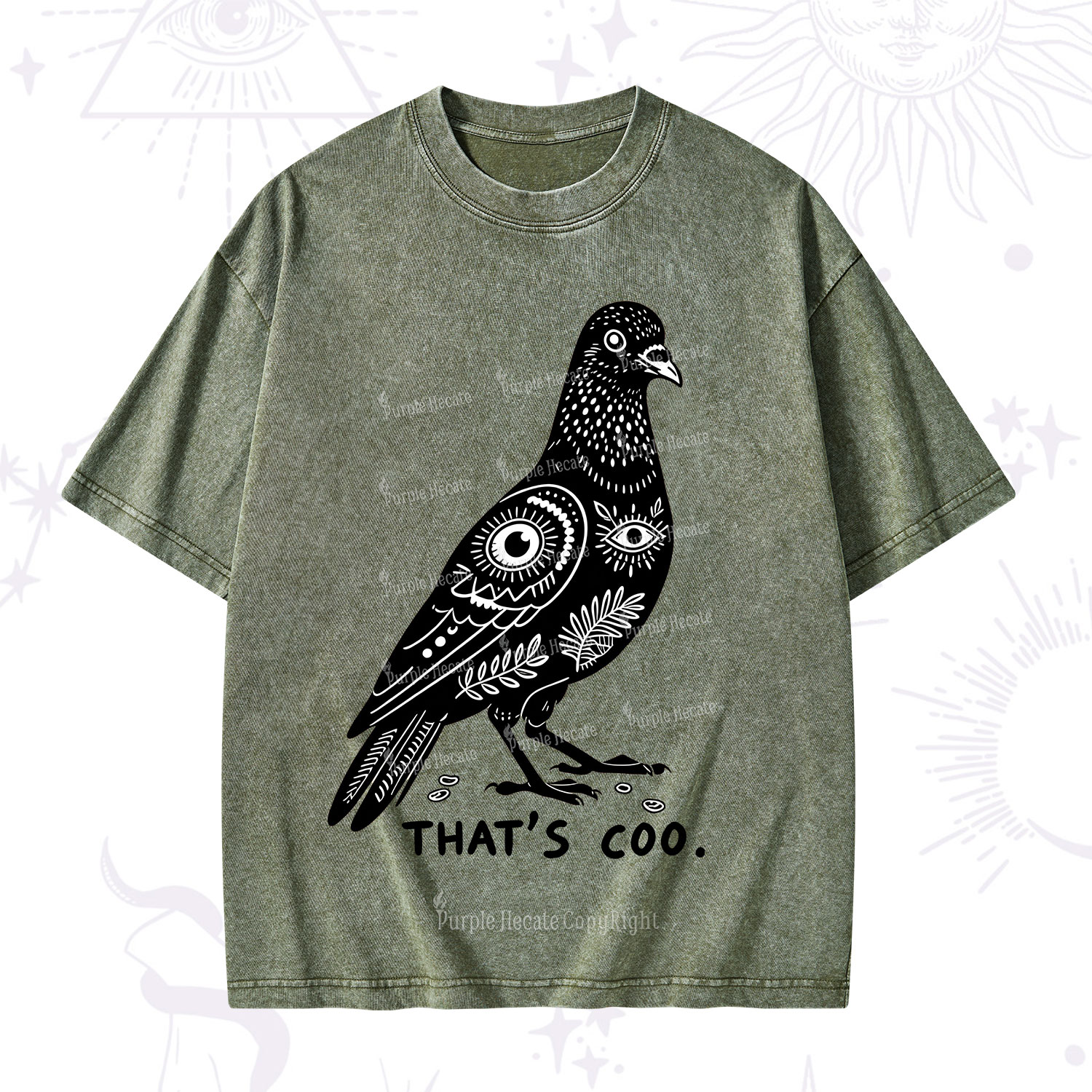 Purplehecate That's Coo Pigeon Washed T-Shirt