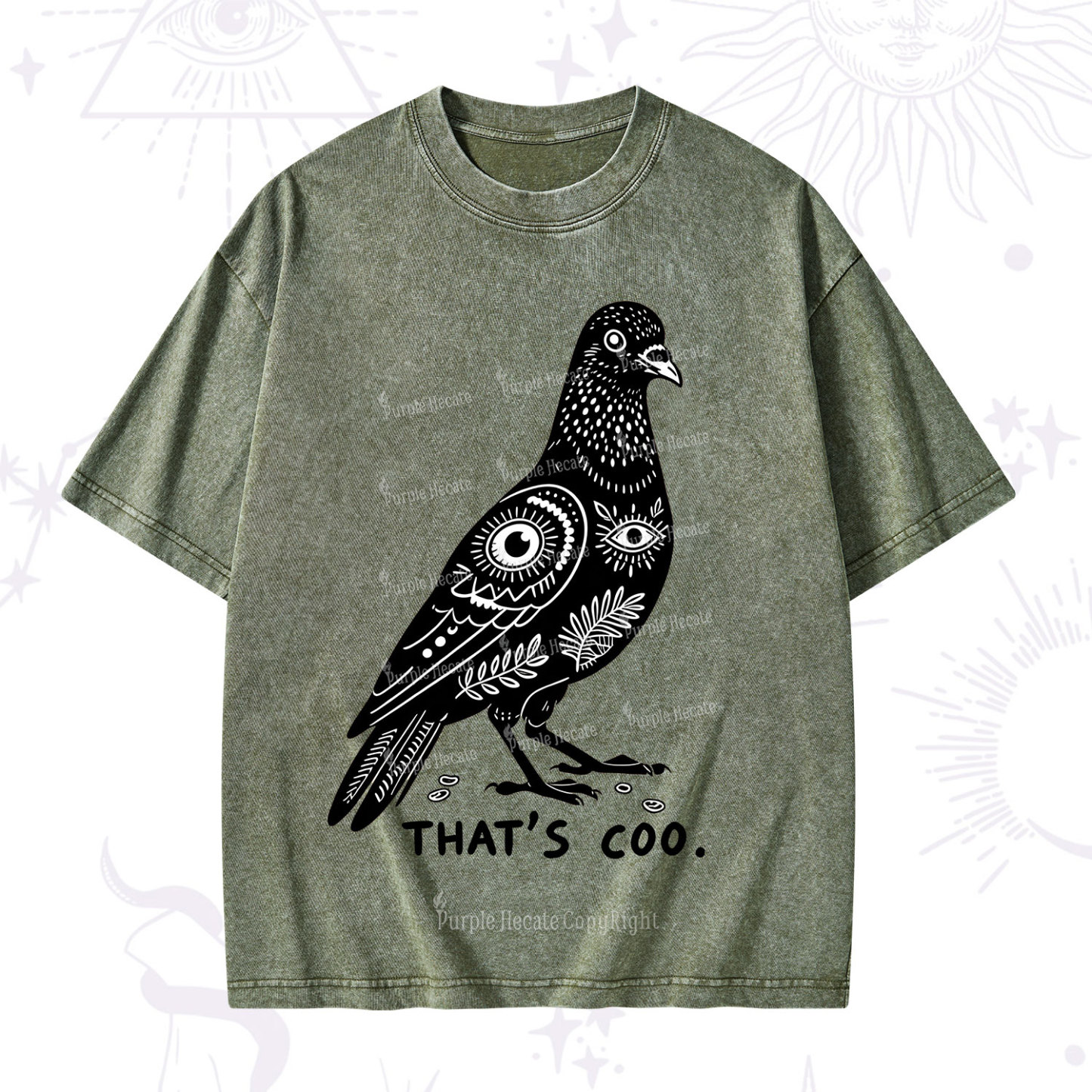 Purplehecate That's Coo Pigeon Washed T-Shirt