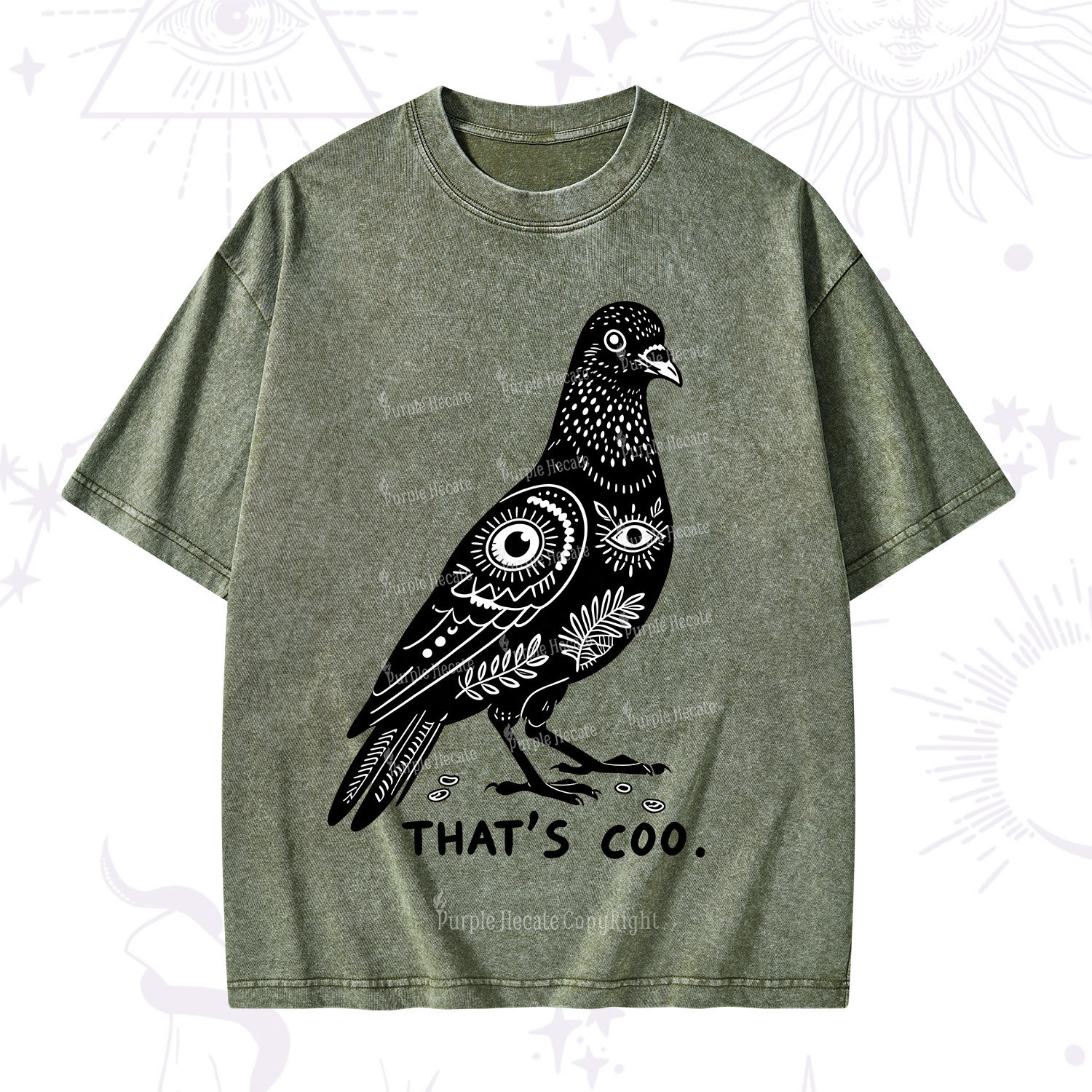 Purplehecate That's Coo Pigeon Washed T-Shirt