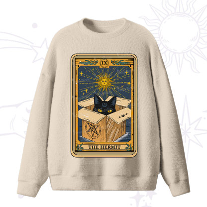 Purplehecate The Hermit Cat Tarot Card Fuzzy Ugly Sweater
