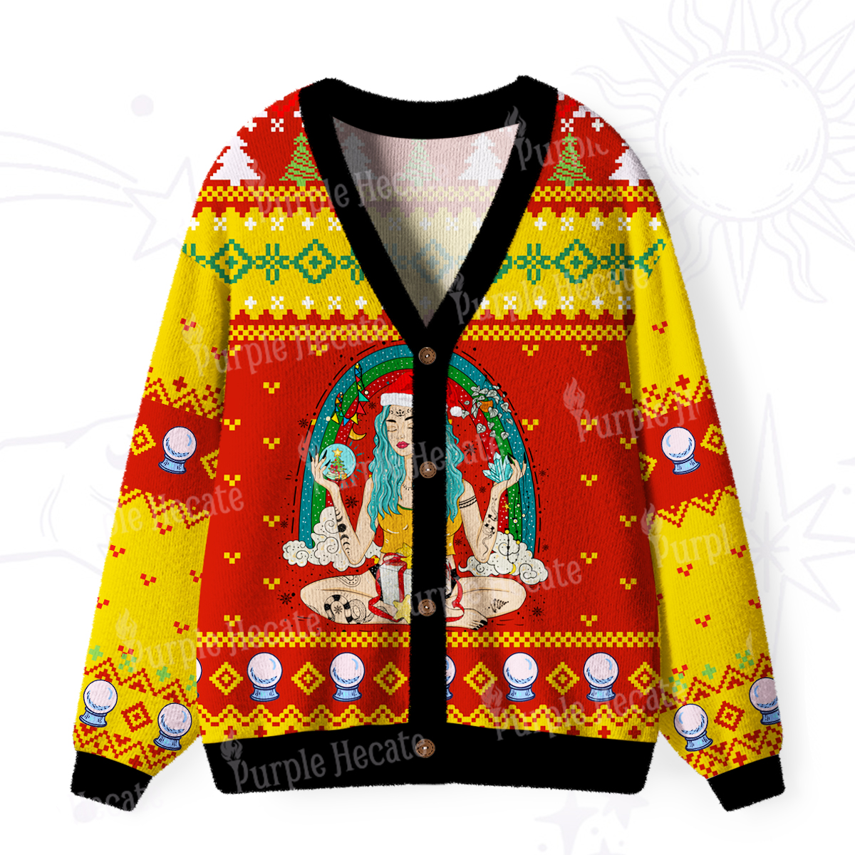Purplehecate Christmas I'm The Queen Of All My Dreams Ugly Cardigan Sweaters