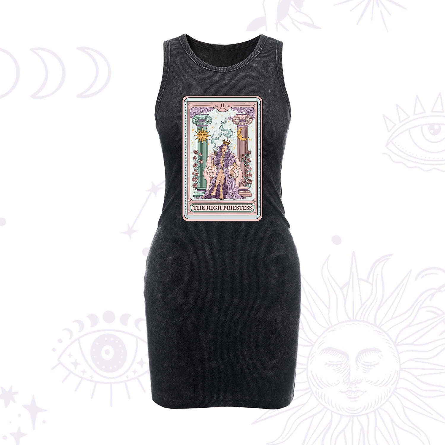 Purplehecate The High Priestess Tarot Card Vintage Bodycon Tank Dress