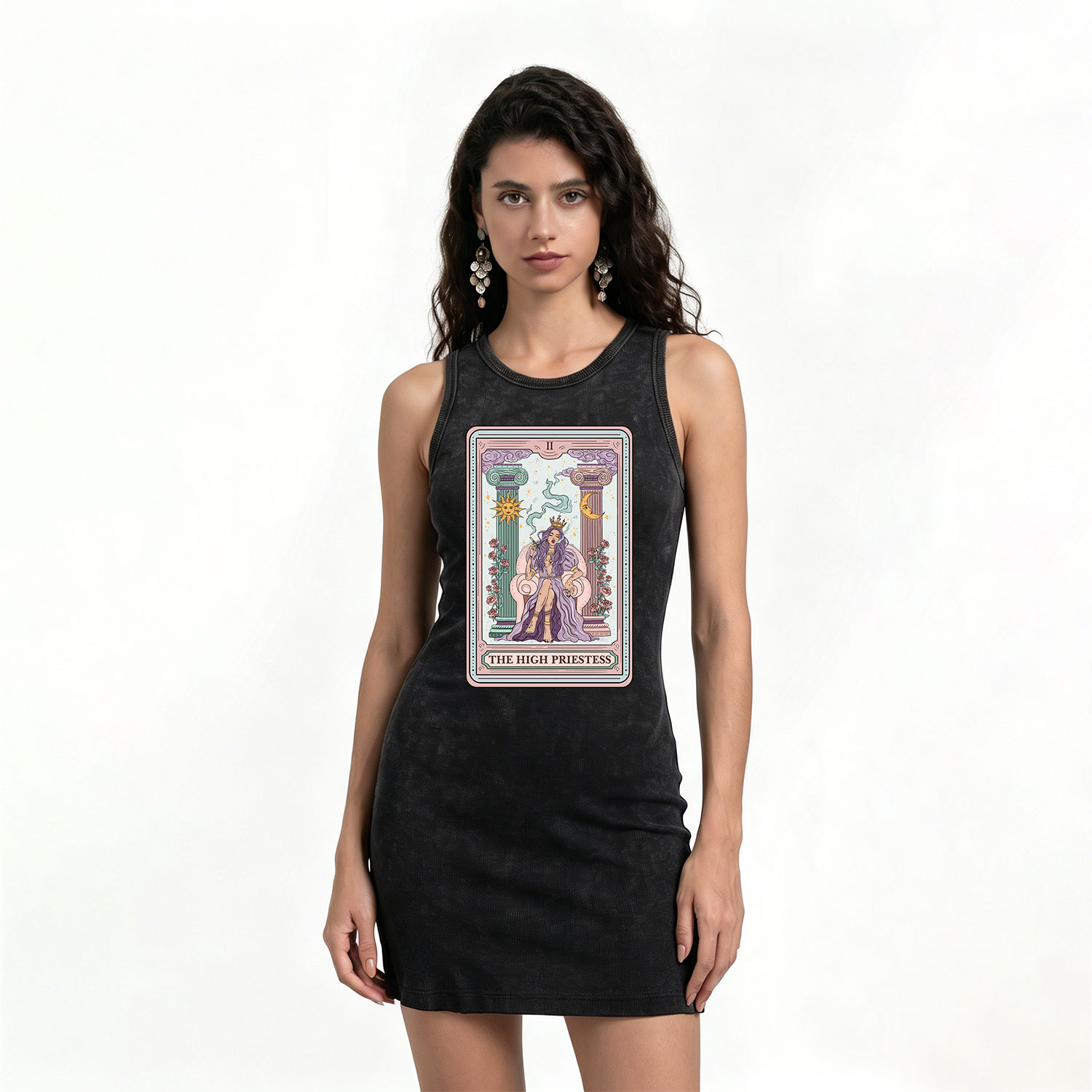 Purplehecate The High Priestess Tarot Card Vintage Bodycon Tank Dress