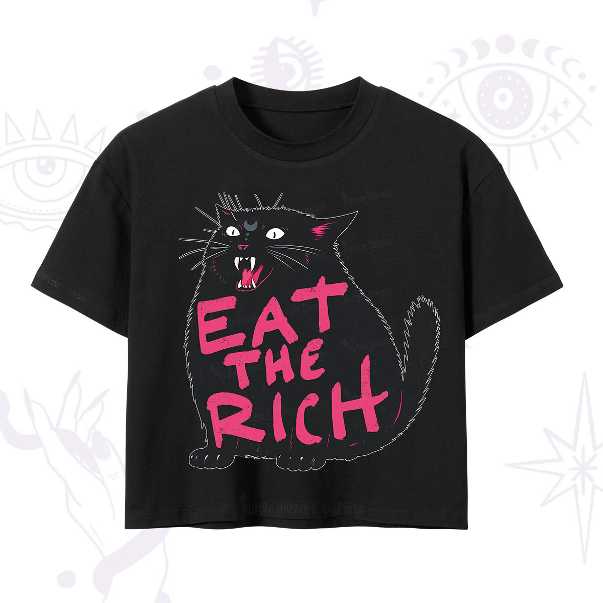 Purplehecate Eat The Rich Cat Crop T-Shirt