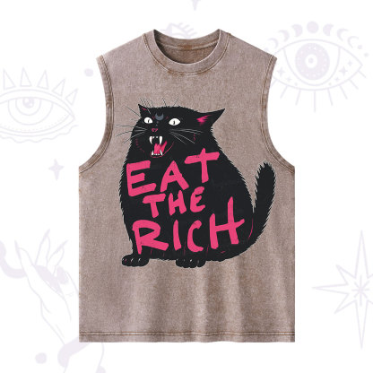 Purplehecate Eat The Rich Cat Washed Tank
