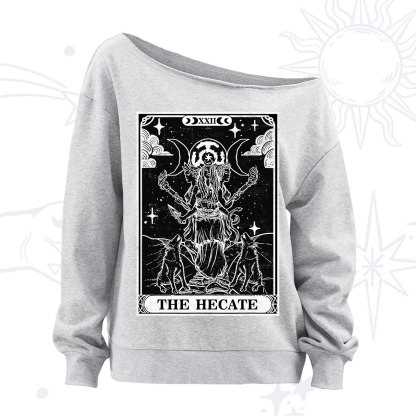 Purplehecate The Dark Moon Goddess Hecate Tarot Off The Shoulder Sweatshirt