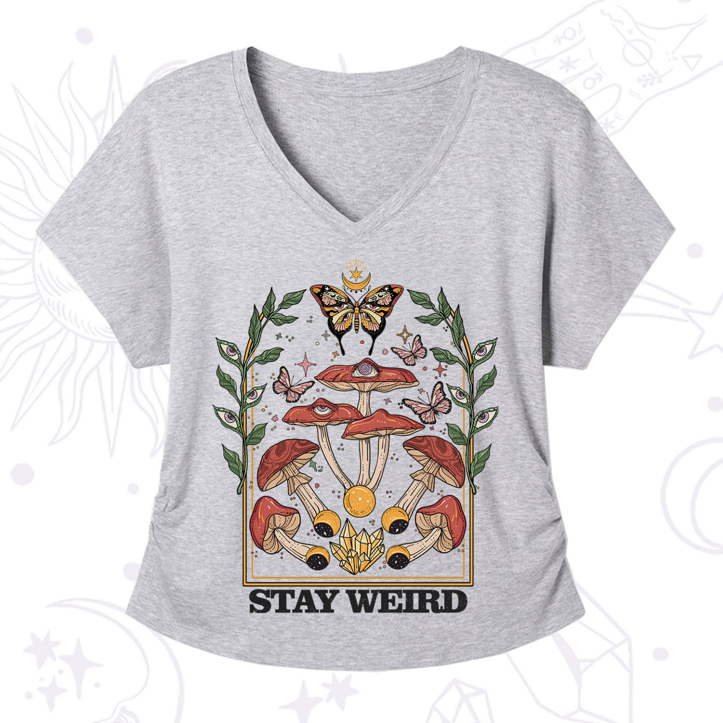 Purplehecate Stay Weird V-Neck T-Shirt