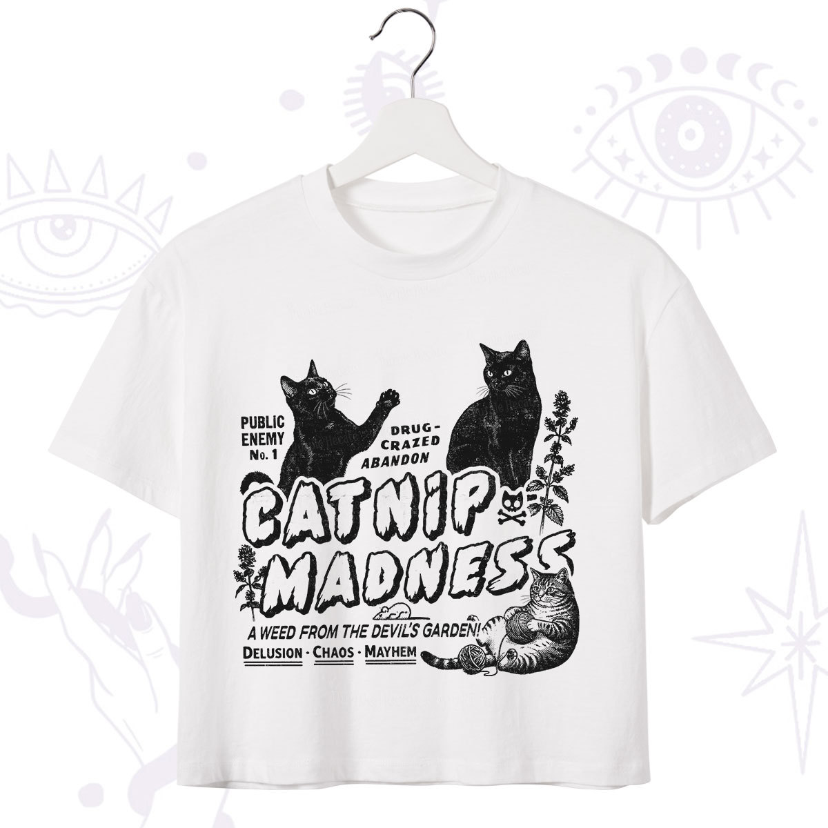 Purplehecate Catnip?Madness Cute?Cat Crop T-Shirt