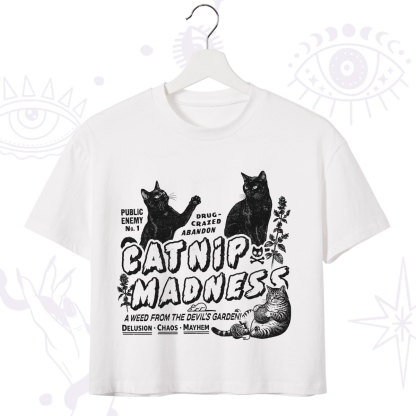 Purplehecate Catnip?Madness Cute?Cat Crop T-Shirt
